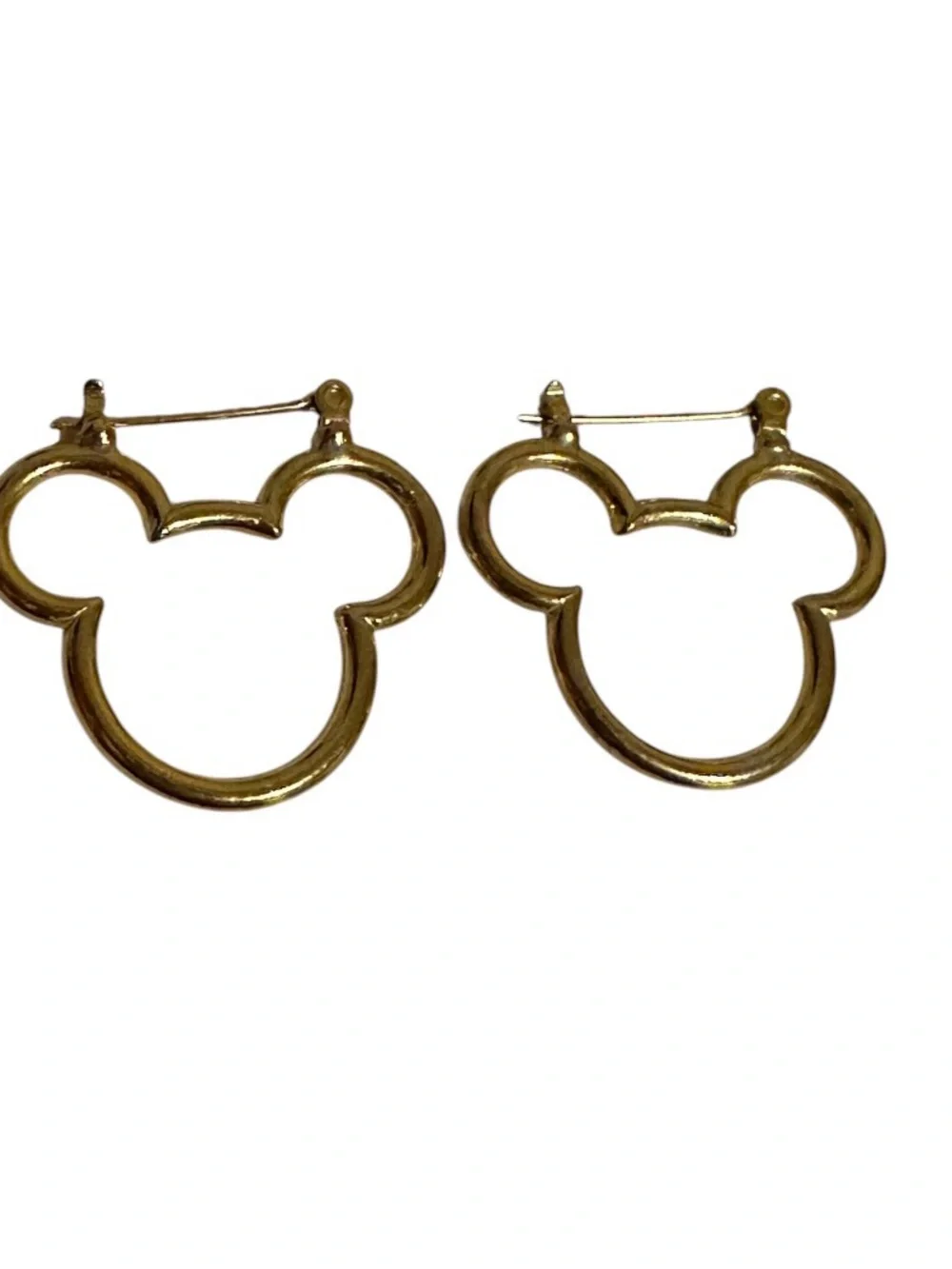 Vintage Gold Tone Mickey Mouse Hoop Earrings DISNEY WDW JEWELRY